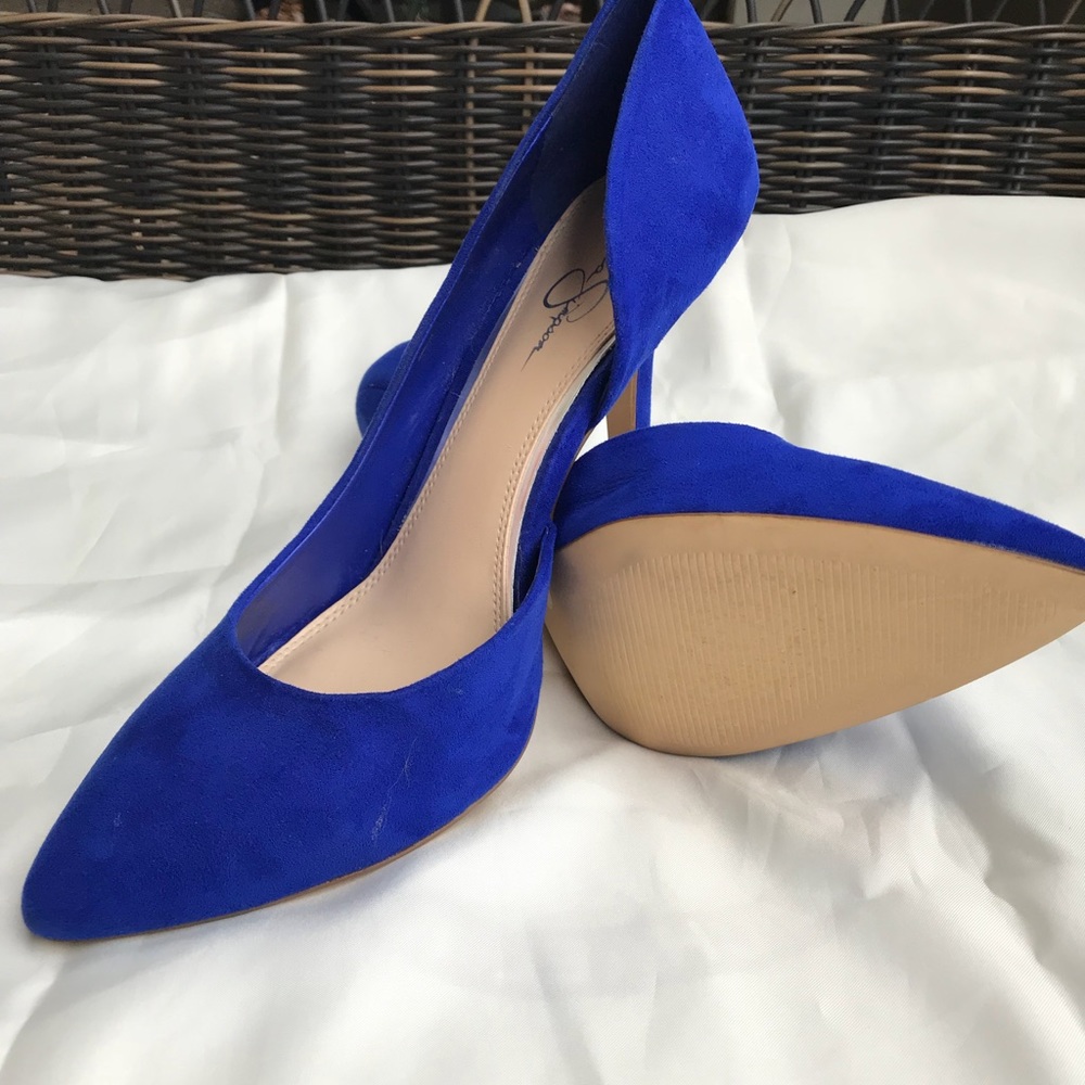 Jessica Simpson Claudette Suede Royal Blue Heels